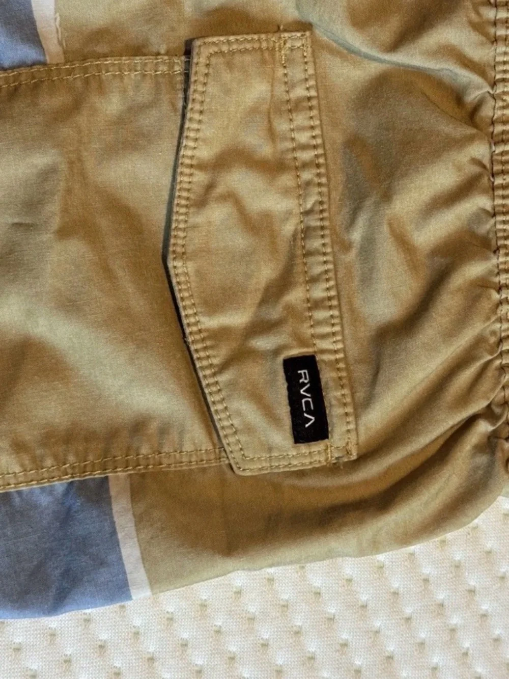 RVCA Youth Large Light Blue and Khaki Swim Trunks